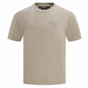 NFL NEW YORK JETS NEUTRAL COTTON JERSEY DROP SHOULDER TEE (TAUPE)