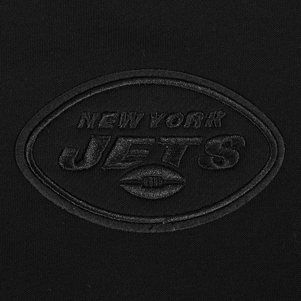 NFL NEW YORK JETS NEUTRAL WOMEN'S CROPPED PULLOVER HOODIE (BLACK)