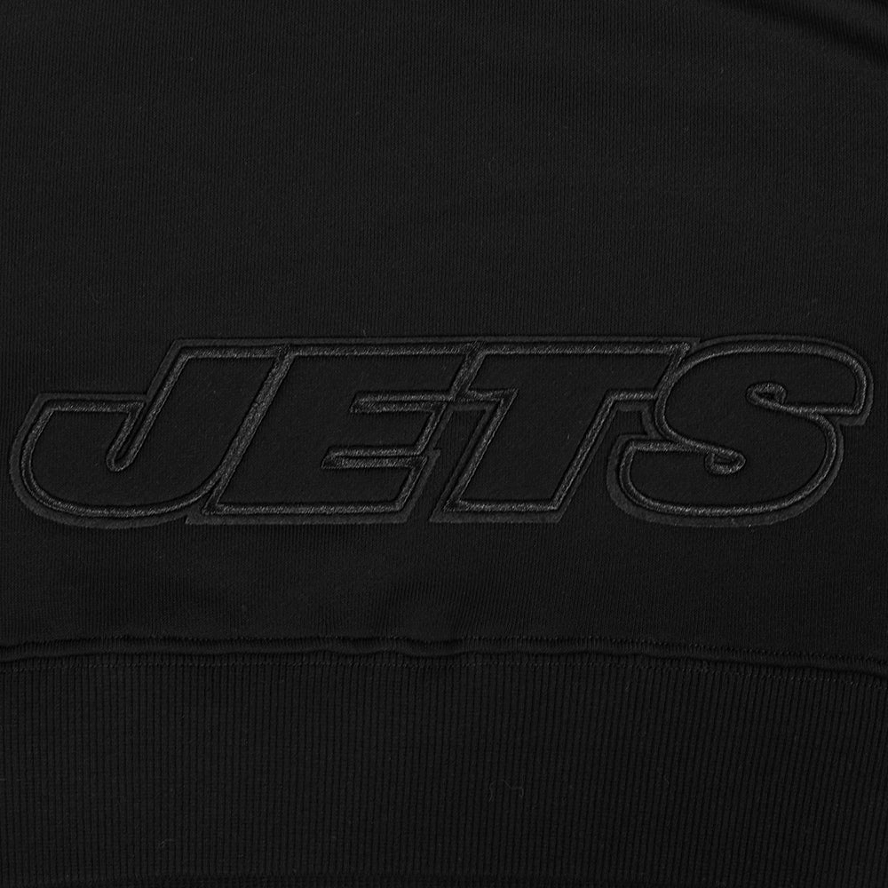 NFL NEW YORK JETS NEUTRAL WOMEN'S CROPPED PULLOVER HOODIE (BLACK)