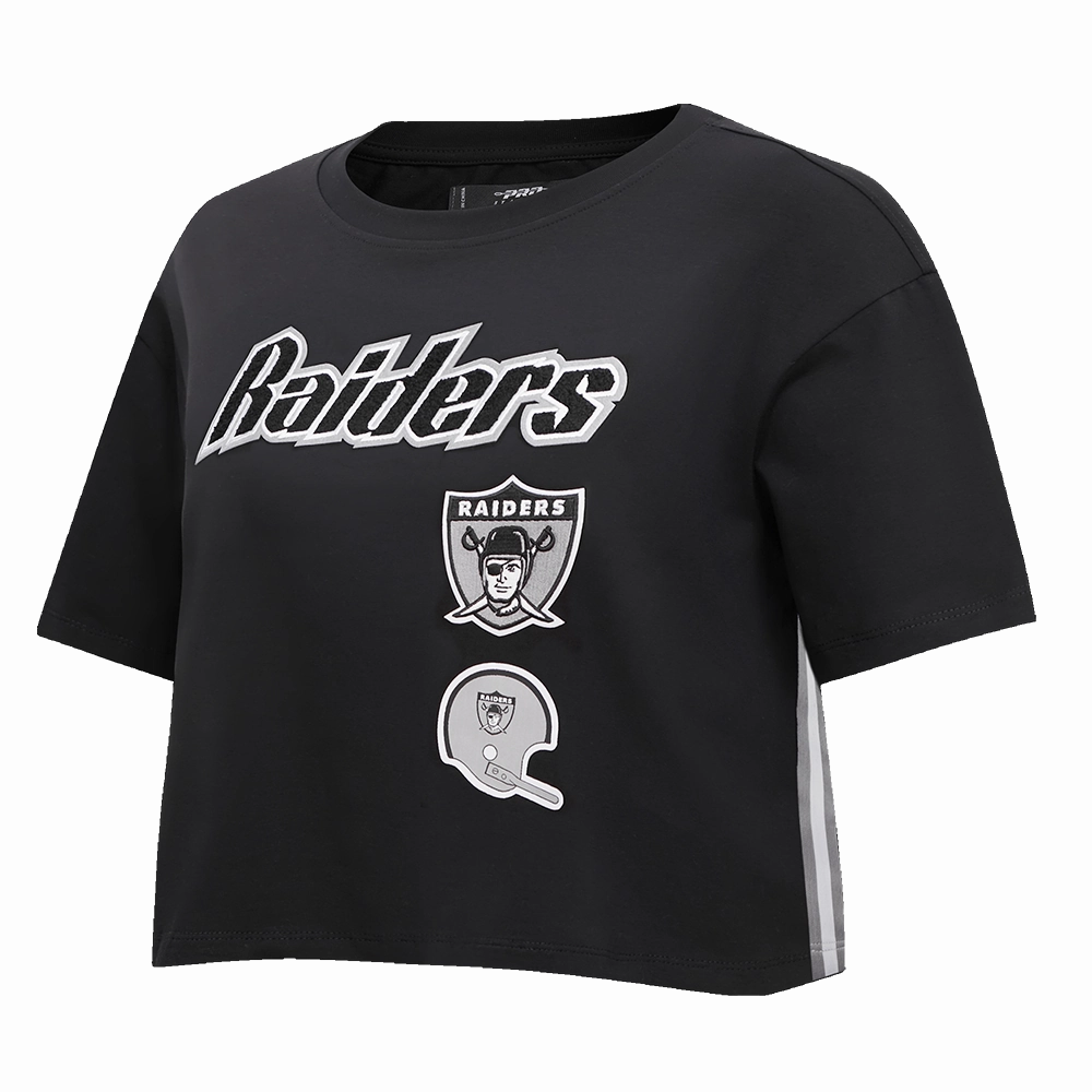 NFL OAKLAND RAIDERS RETRO CLASSIC WOMEN'S BOXY TEE (BLACK)