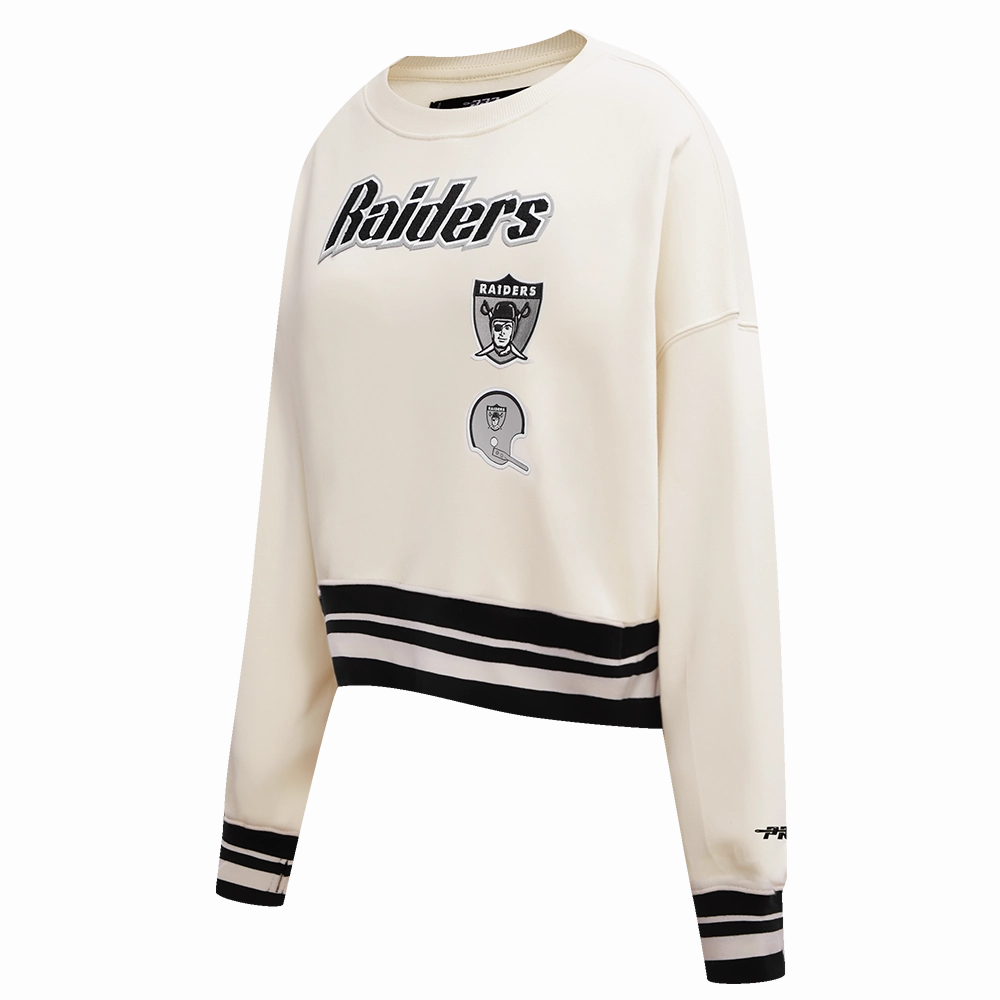 NFL OAKLAND RAIDERS RETRO CLASSIC WOMEN'S CREWNECK (EGGSHELL/ BLACK)
