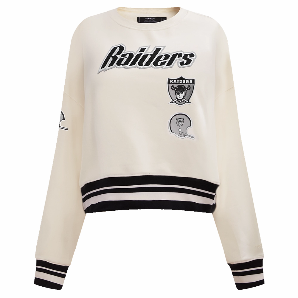 NFL OAKLAND RAIDERS RETRO CLASSIC WOMEN'S CREWNECK (EGGSHELL/ BLACK)