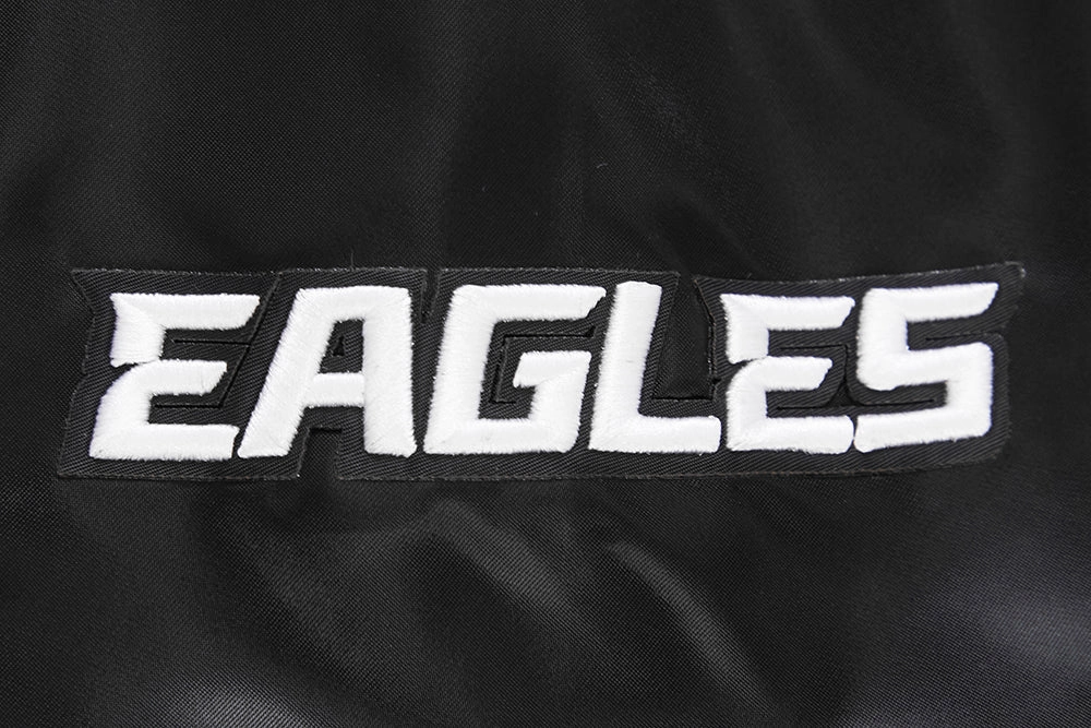 NFL PHILADELPHIA EAGLES BIG LOGO NO FILL MEN'S SATIN JACKET (BLACK)