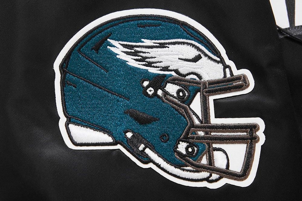 NFL PHILADELPHIA EAGLES BIG LOGO NO FILL MEN'S SATIN JACKET (BLACK)