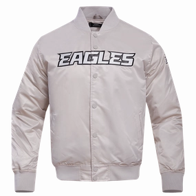 NFL PHILADELPHIA EAGLES BIG LOGO NO FILL MEN'S SATIN JACKET (SILVER)