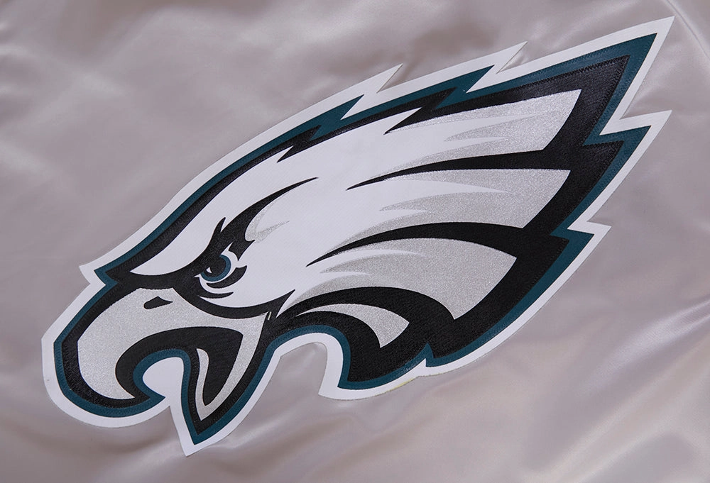 NFL PHILADELPHIA EAGLES BIG LOGO NO FILL MEN'S SATIN JACKET (SILVER)