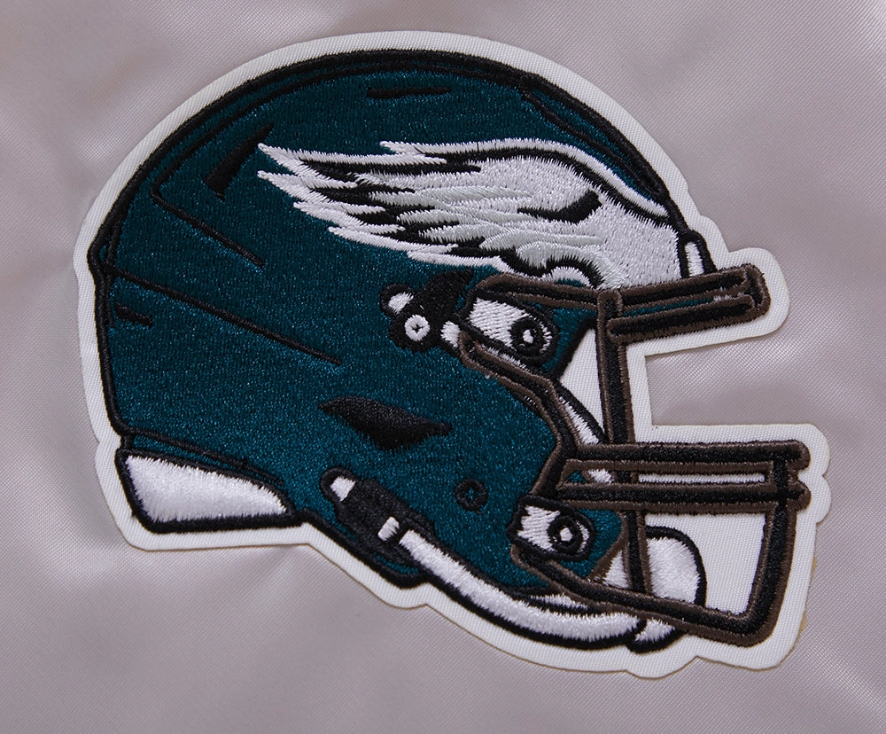 NFL PHILADELPHIA EAGLES BIG LOGO NO FILL MEN'S SATIN JACKET (SILVER)