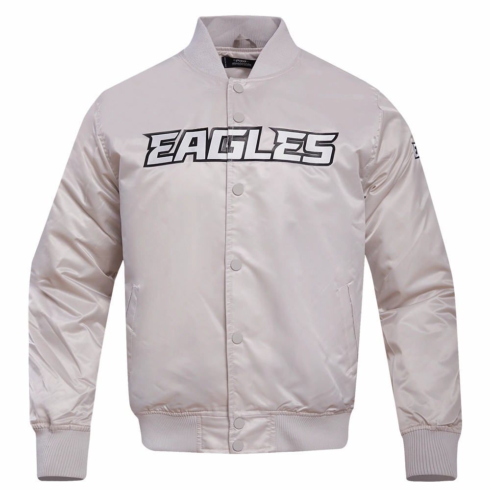 NFL PHILADELPHIA EAGLES BIG LOGO NO FILL MEN'S SATIN JACKET (SILVER)