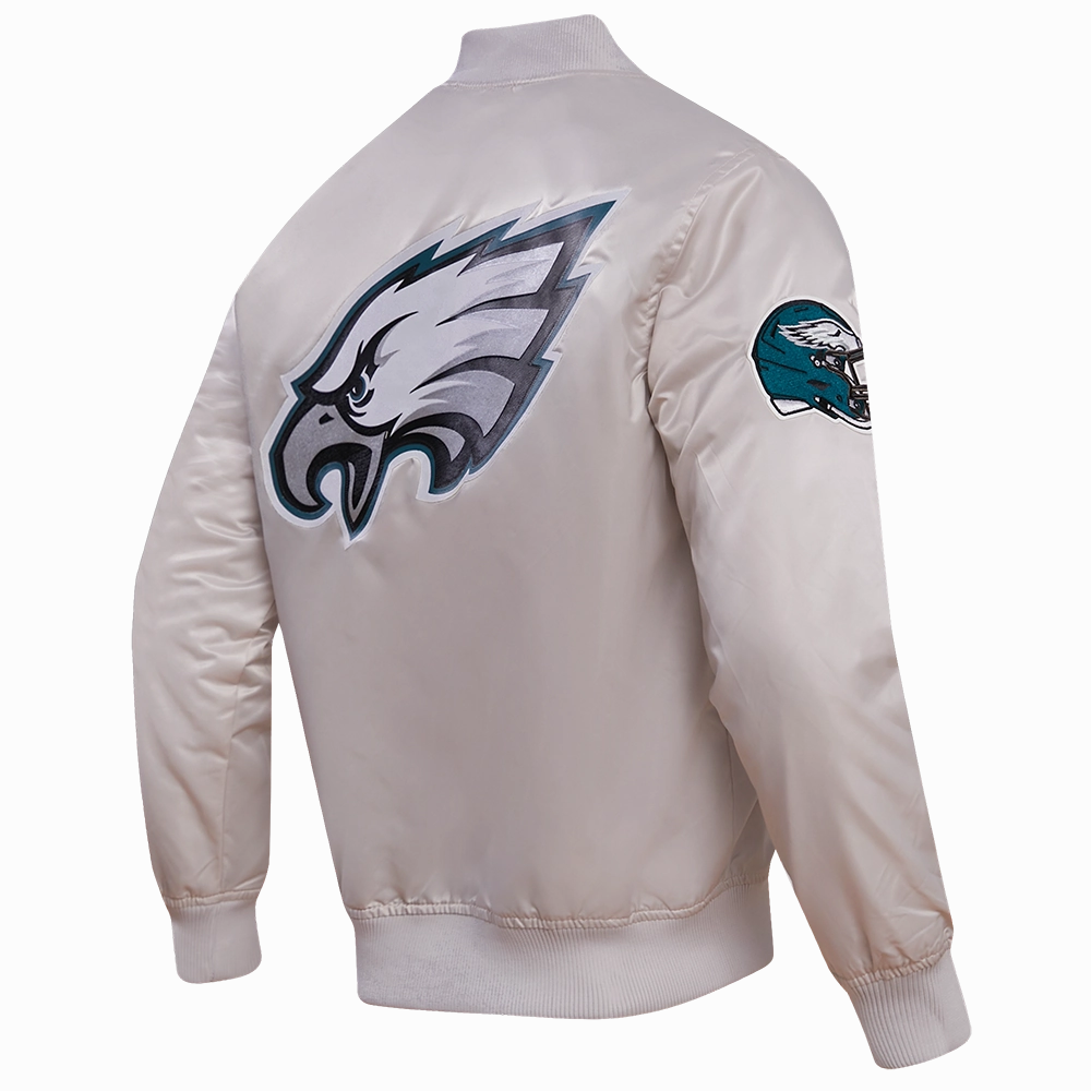NFL PHILADELPHIA EAGLES BIG LOGO NO FILL MEN'S SATIN JACKET (SILVER)