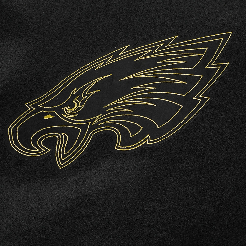 NFL PHILADELPHIA EAGLES BLACK & GOLD MEN'S WOOL VARSITY JACKET (JET BLACK)