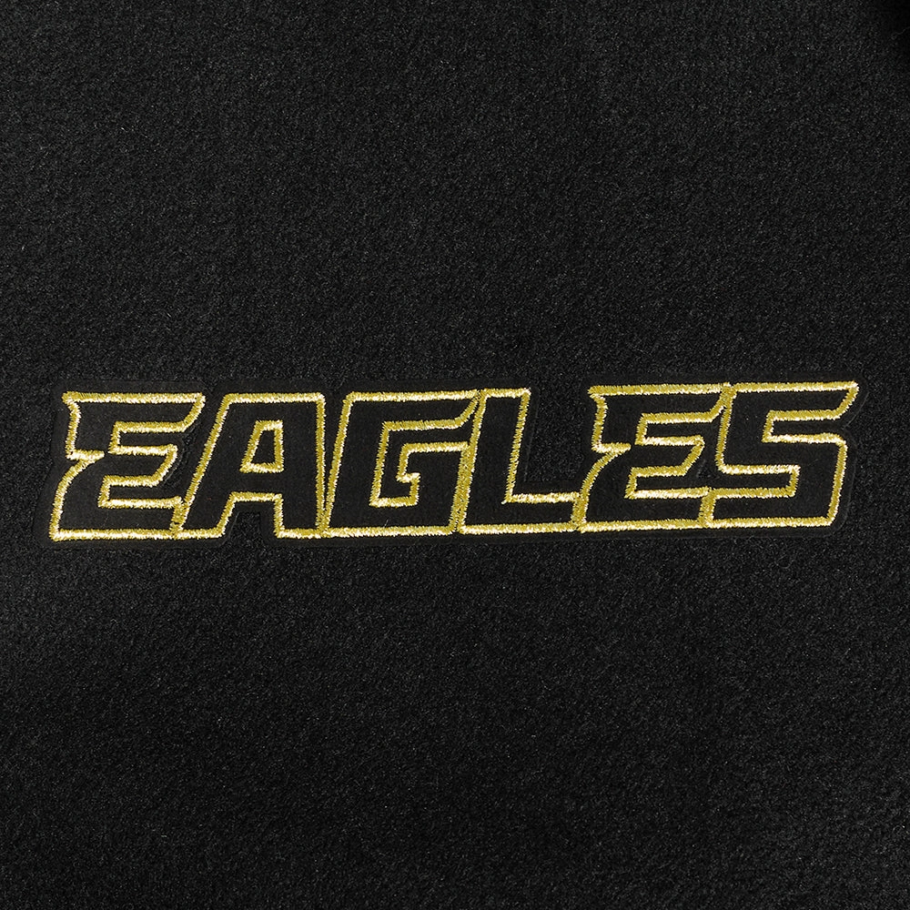 NFL PHILADELPHIA EAGLES BLACK & GOLD MEN'S WOOL VARSITY JACKET (JET BLACK)