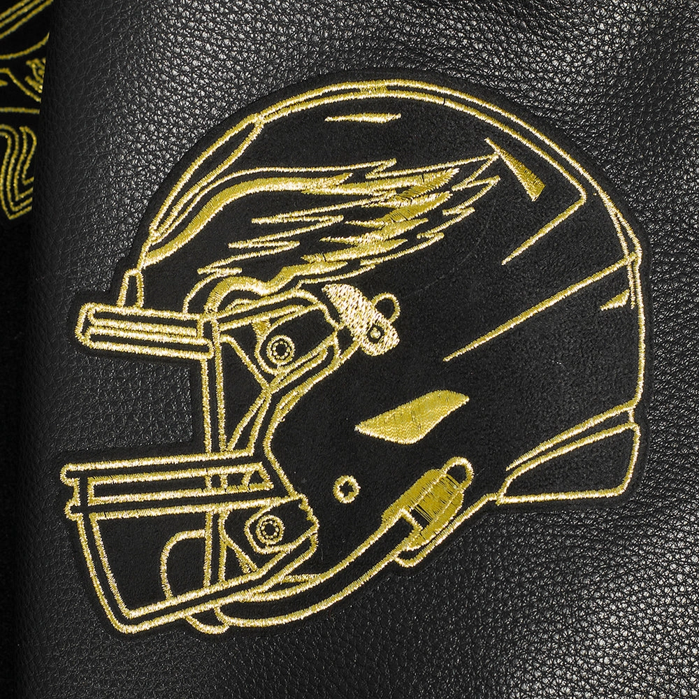 NFL PHILADELPHIA EAGLES BLACK & GOLD MEN'S WOOL VARSITY JACKET (JET BLACK)