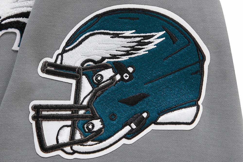 NFL PHILADELPHIA EAGLES CLASSIC CHENILLE MEN'S DOUBLE KNIT  FULL ZIP HOODIE (GRAY)