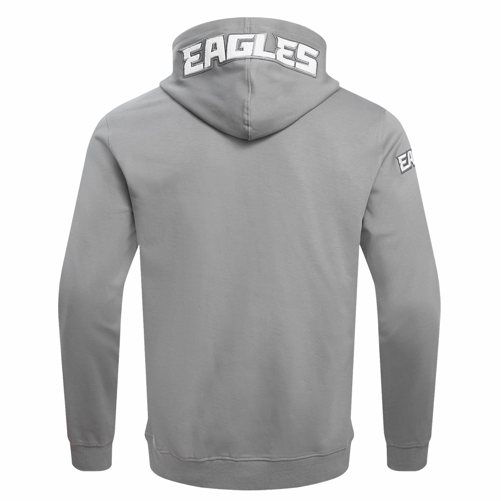 NFL PHILADELPHIA EAGLES CLASSIC CHENILLE MEN'S DOUBLE KNIT  FULL ZIP HOODIE (GRAY)