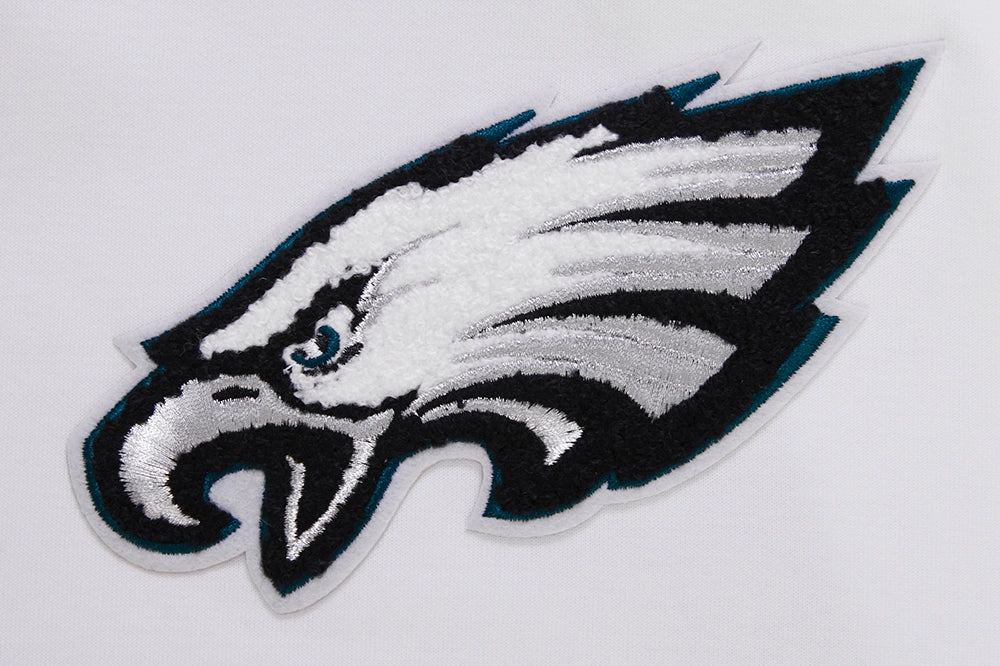 NFL PHILADELPHIA EAGLES CLASSIC CHENILLE MEN'S DOUBLE KNIT PULLOVER HOODIE (WHITE)