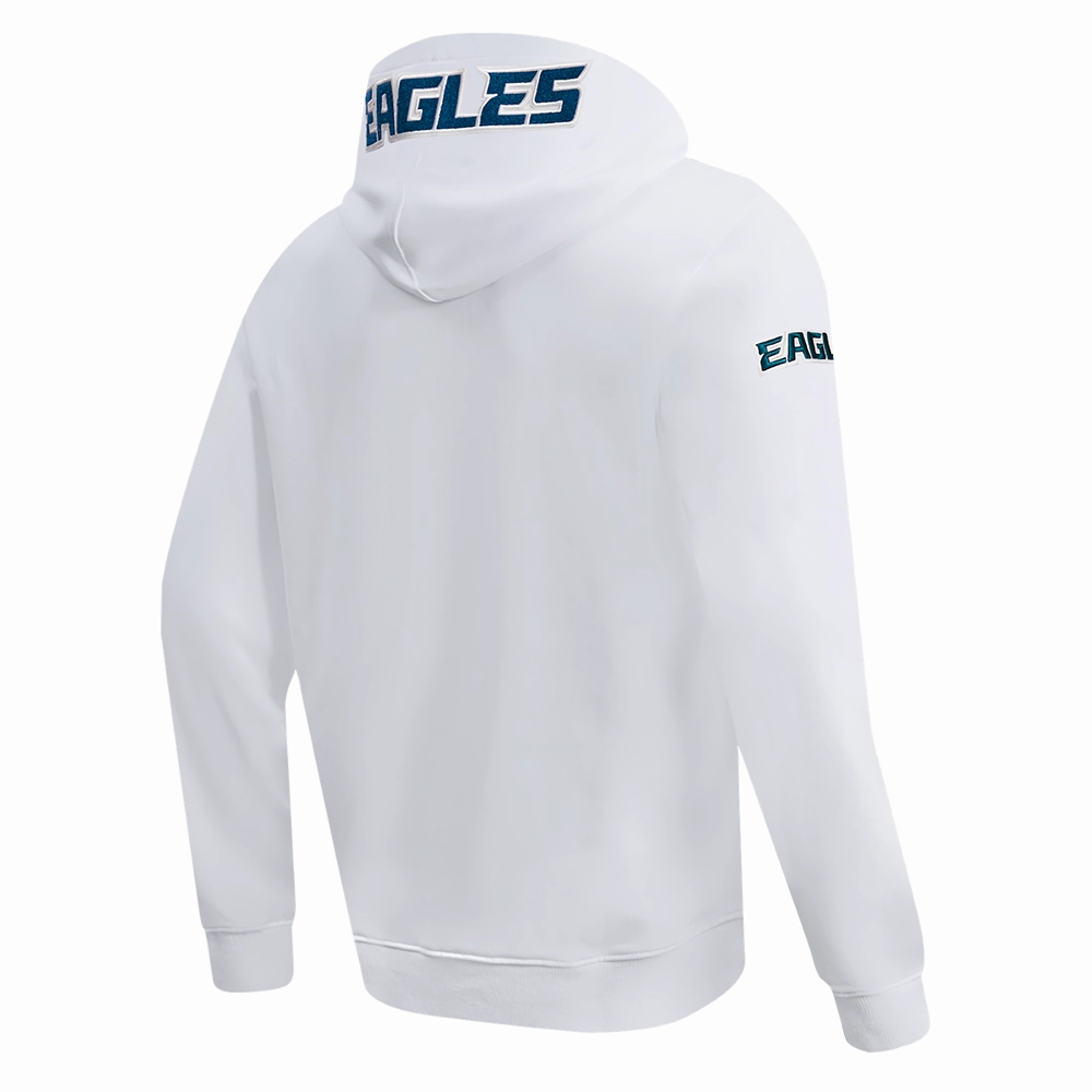 NFL PHILADELPHIA EAGLES CLASSIC CHENILLE MEN'S DOUBLE KNIT PULLOVER HOODIE (WHITE)