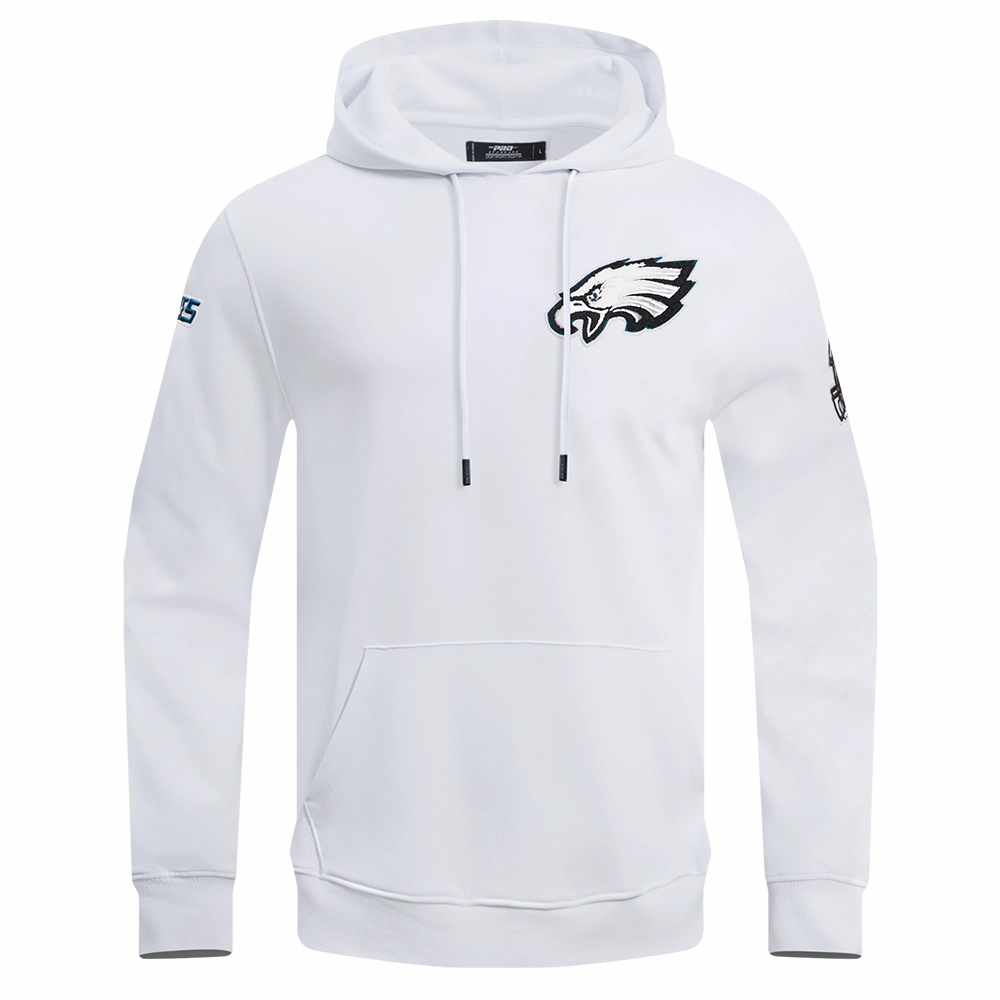 NFL PHILADELPHIA EAGLES CLASSIC CHENILLE MEN'S DOUBLE KNIT PULLOVER HOODIE (WHITE)