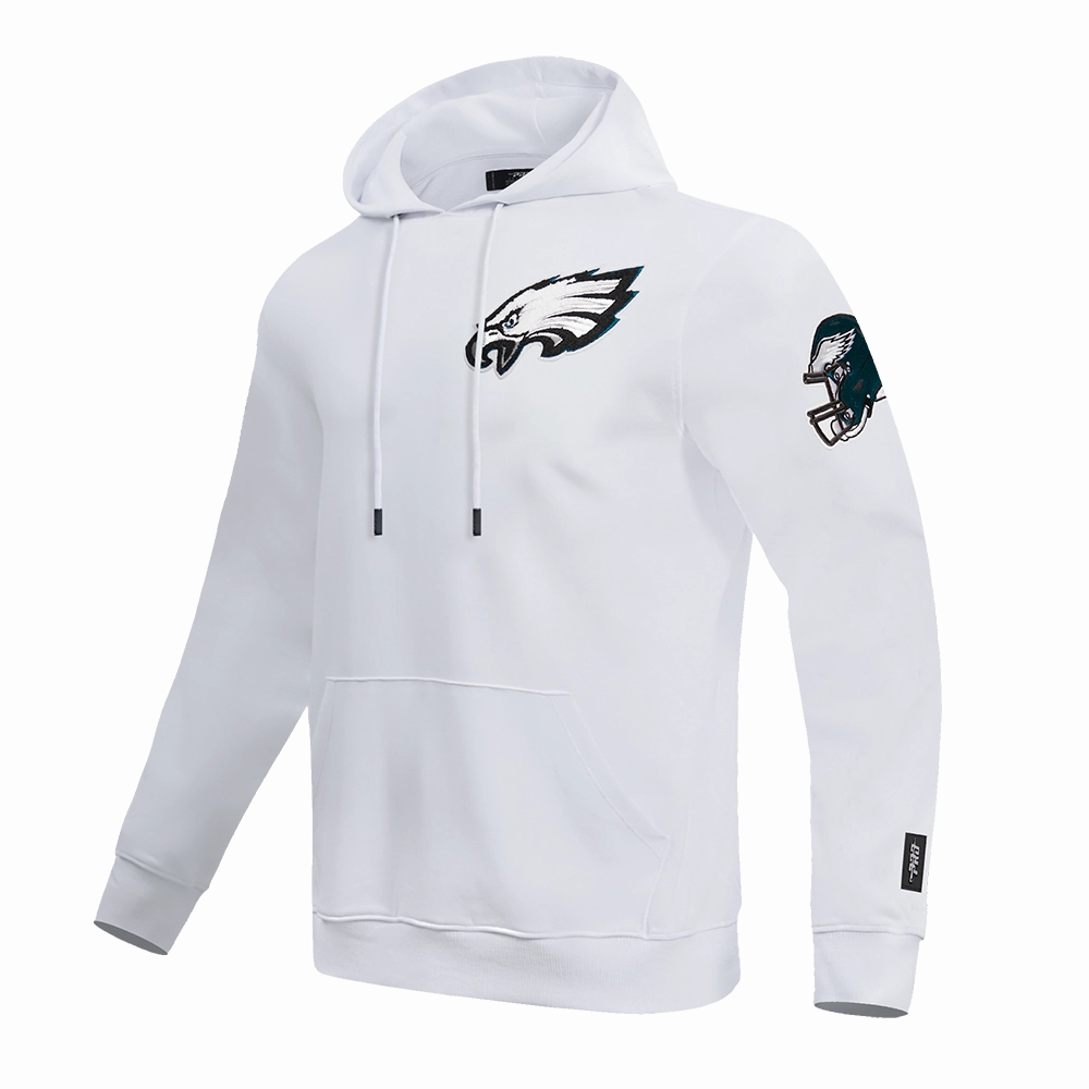 NFL PHILADELPHIA EAGLES CLASSIC CHENILLE MEN'S DOUBLE KNIT PULLOVER HOODIE (WHITE)