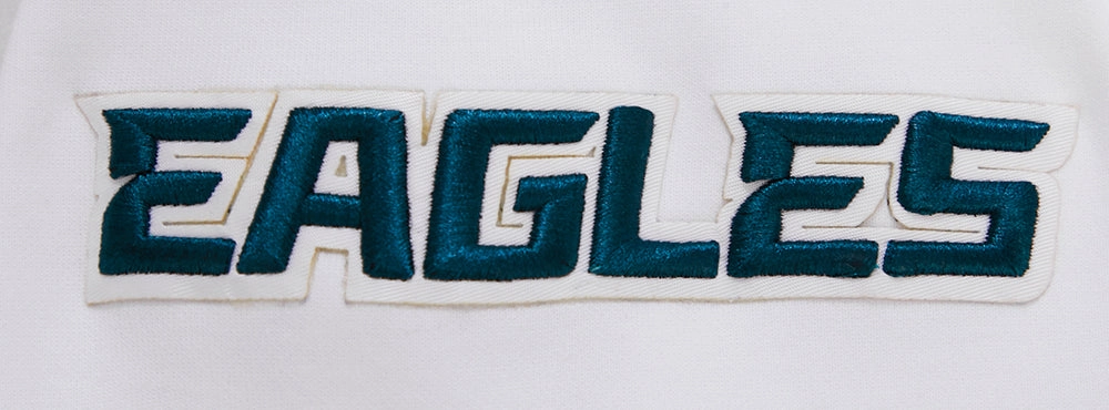 NFL PHILADELPHIA EAGLES CLASSIC CHENILLE MEN'S DOUBLE KNIT PULLOVER HOODIE (WHITE)