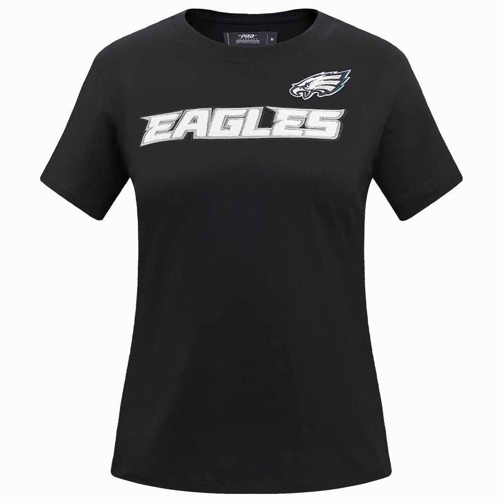 NFL PHILADELPHIA EAGLES CLASSIC SHORT SLEEVE WOMEN'S SINGLE JERSEY SLIM FIT TEE (BLACK)