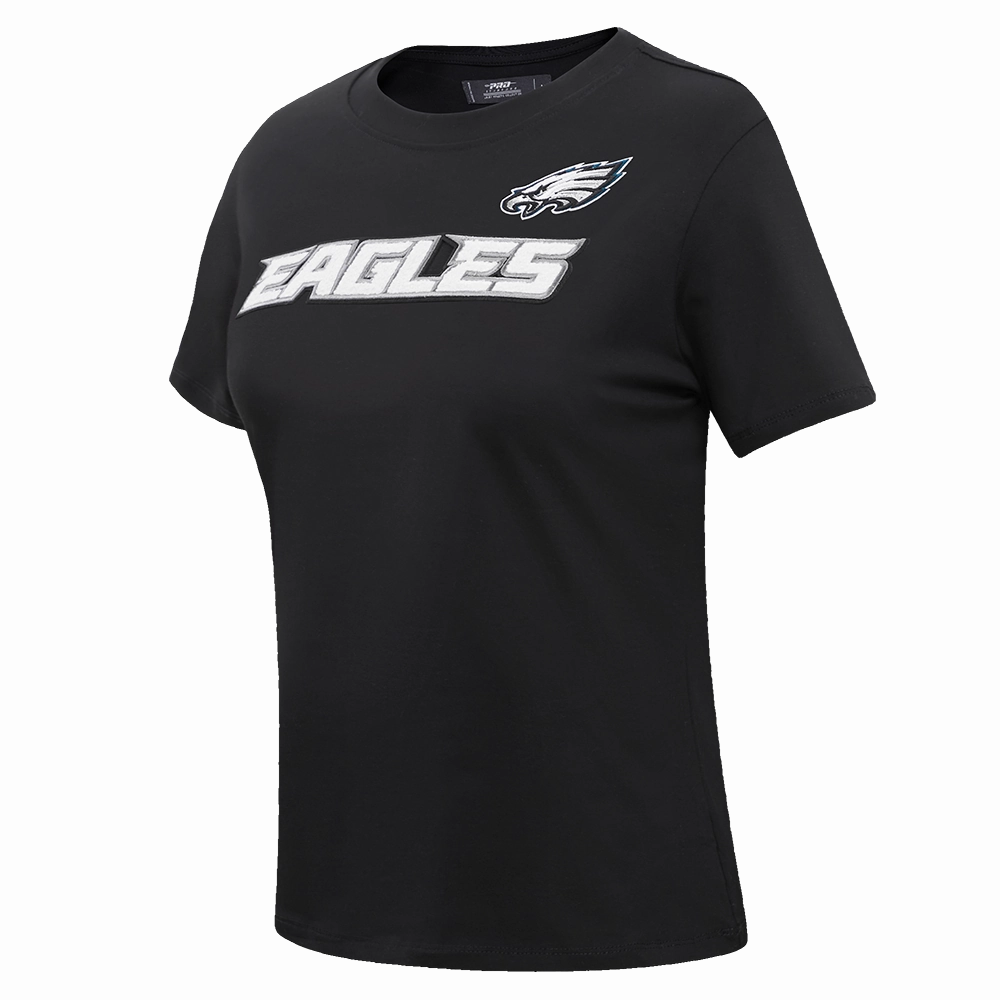 NFL PHILADELPHIA EAGLES CLASSIC SHORT SLEEVE WOMEN'S SINGLE JERSEY SLIM FIT TEE (BLACK)