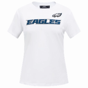 NFL PHILADELPHIA EAGLES CLASSIC SHORT SLEEVE WOMEN'S SINGLE JERSEY SLIM FIT TEE (WHITE)