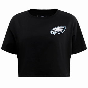 NFL PHILADELPHIA EAGLES CLASSIC WOMEN'S SINGLE JERSEY BOXY TEE (BLACK)