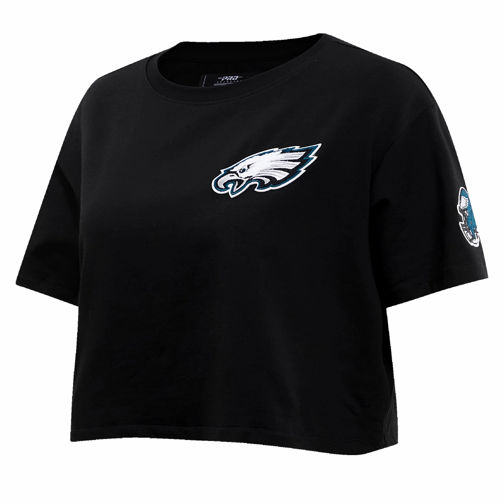 NFL PHILADELPHIA EAGLES CLASSIC WOMEN'S SINGLE JERSEY BOXY TEE (BLACK)