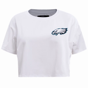 NFL PHILADELPHIA EAGLES CLASSIC WOMEN'S SINGLE JERSEY BOXY TEE (WHITE)