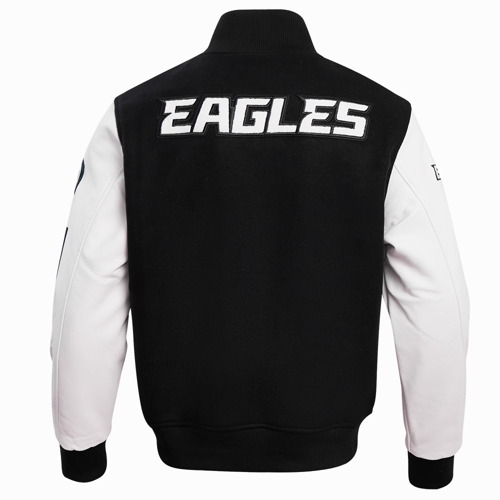 NFL PHILADELPHIA EAGLES CLASSIC WOOL MEN'S VARSITY JACKET (BLACK/WHITE)