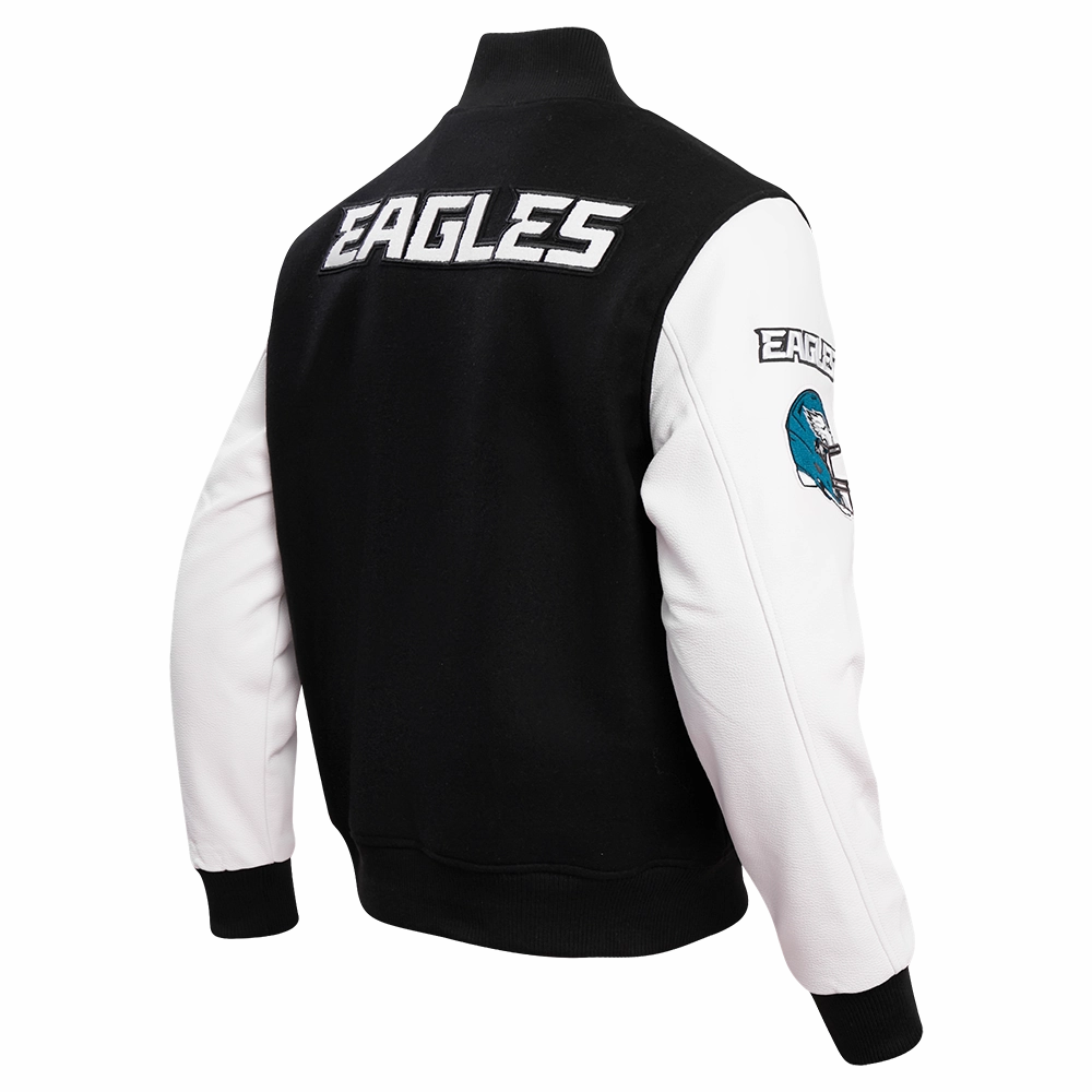 NFL PHILADELPHIA EAGLES CLASSIC WOOL MEN'S VARSITY JACKET (BLACK/WHITE)