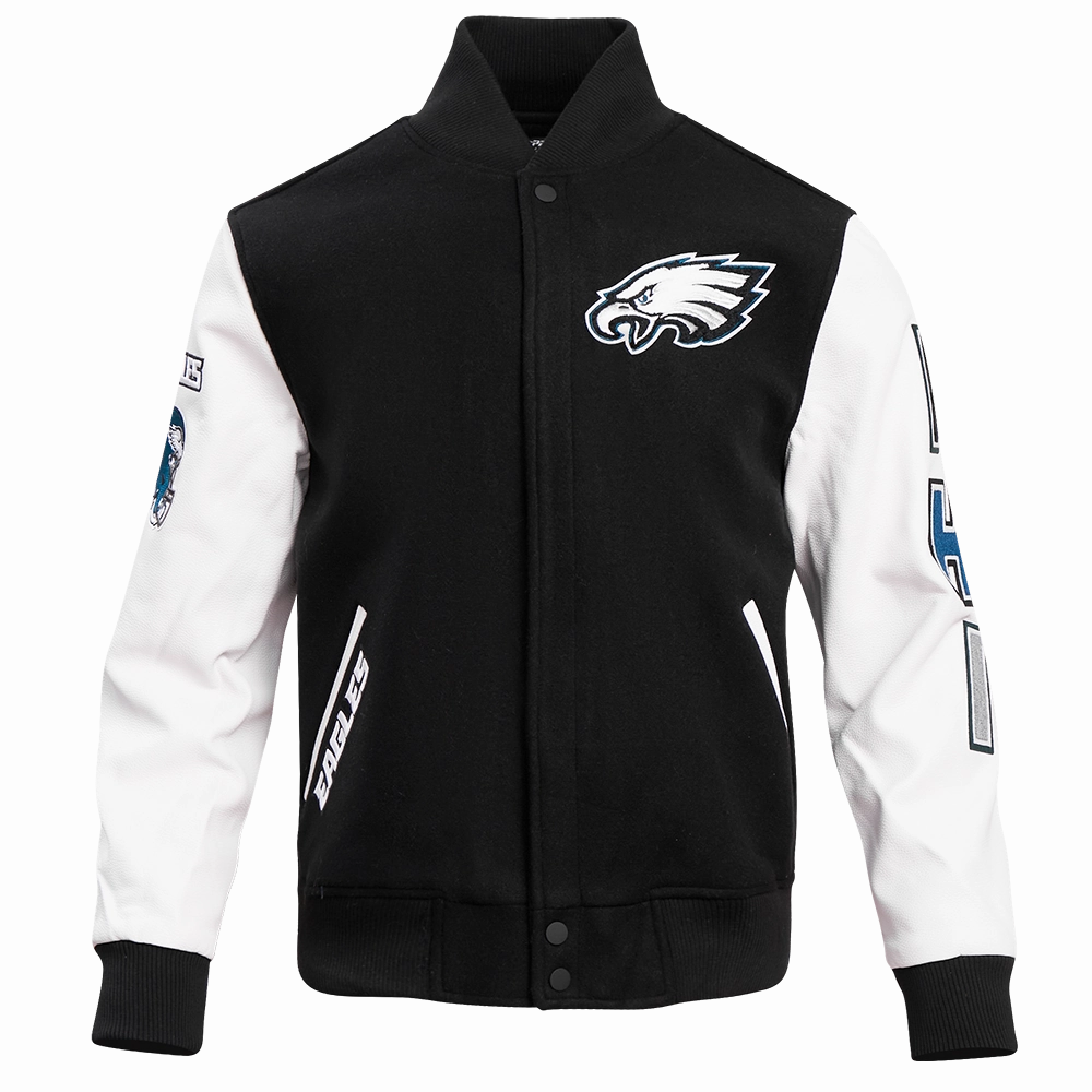 NFL PHILADELPHIA EAGLES CLASSIC WOOL MEN'S VARSITY JACKET (BLACK/WHITE)