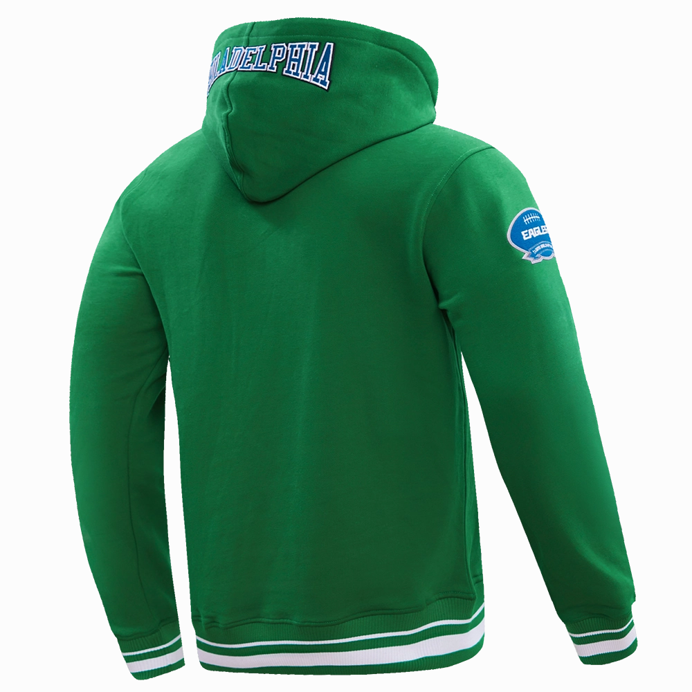 NFL PHILADELPHIA EAGLES CREST EMBLEM MEN'S RIB PO HOODIE (KELLY GREEN)