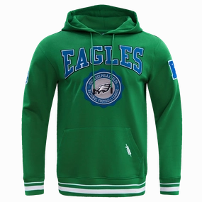 NFL PHILADELPHIA EAGLES CREST EMBLEM MEN'S RIB PO HOODIE (KELLY GREEN)