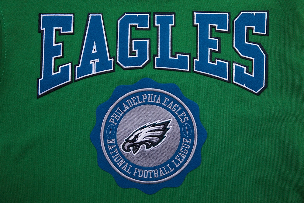 NFL PHILADELPHIA EAGLES CREST EMBLEM MEN'S RIB PO HOODIE (KELLY GREEN)