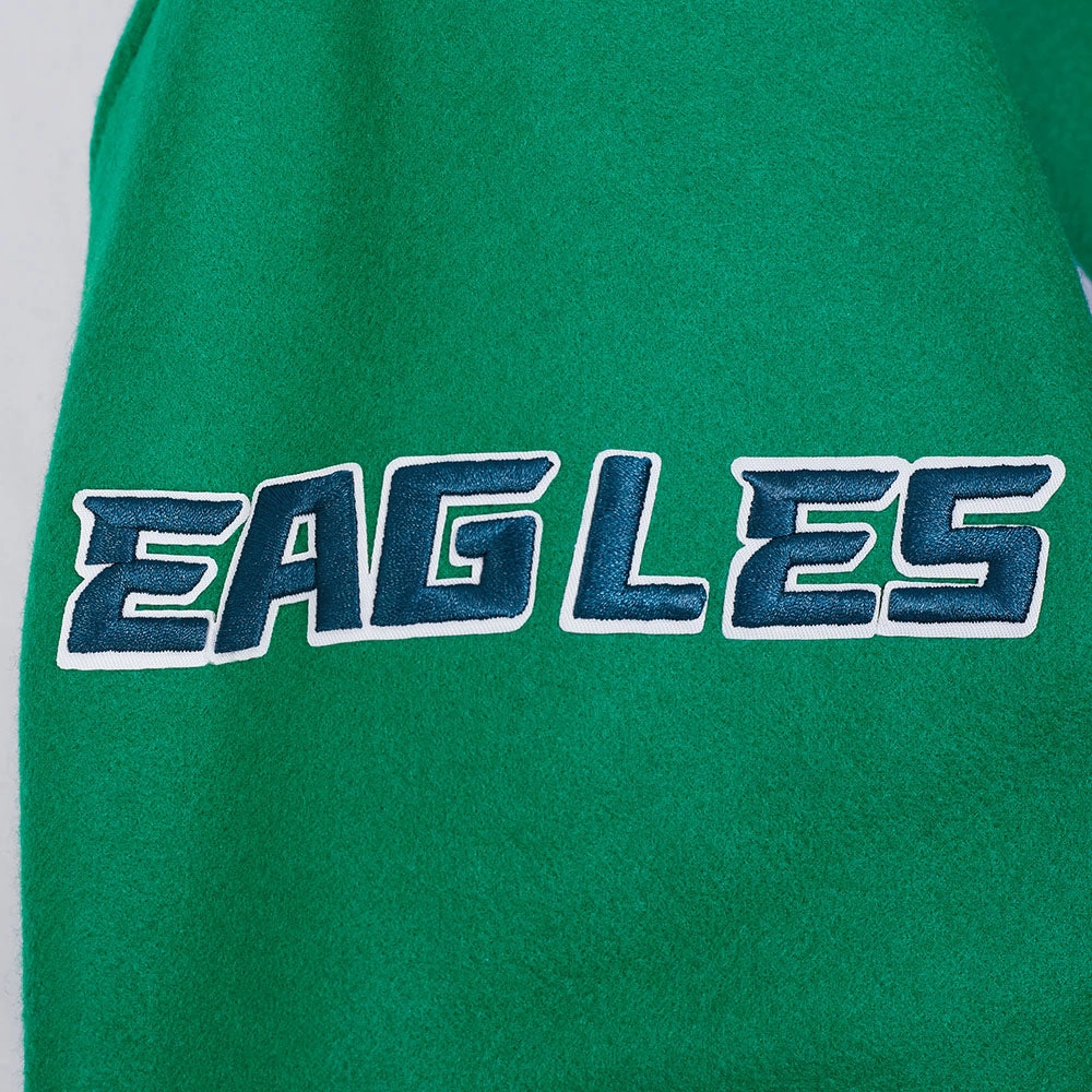 NFL PHILADELPHIA EAGLES CREST EMBLEM MEN'S WOOL VARSITY JACKET (KELLY GREEN)
