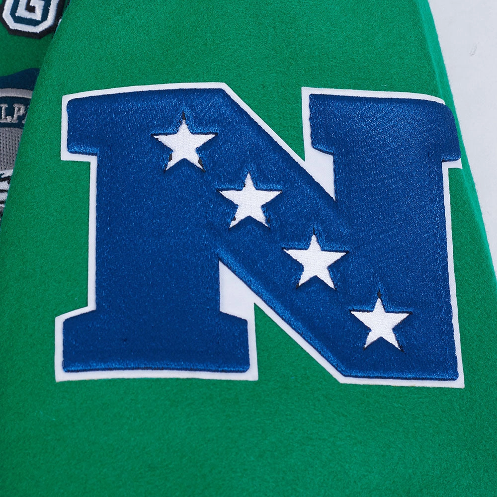 NFL PHILADELPHIA EAGLES CREST EMBLEM MEN'S WOOL VARSITY JACKET (KELLY GREEN)
