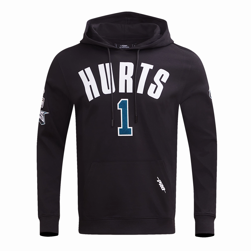 NFL PHILADELPHIA EAGLES JALEN HURTS #1 MEN'S PULLOVER HOODIE (BLACK)