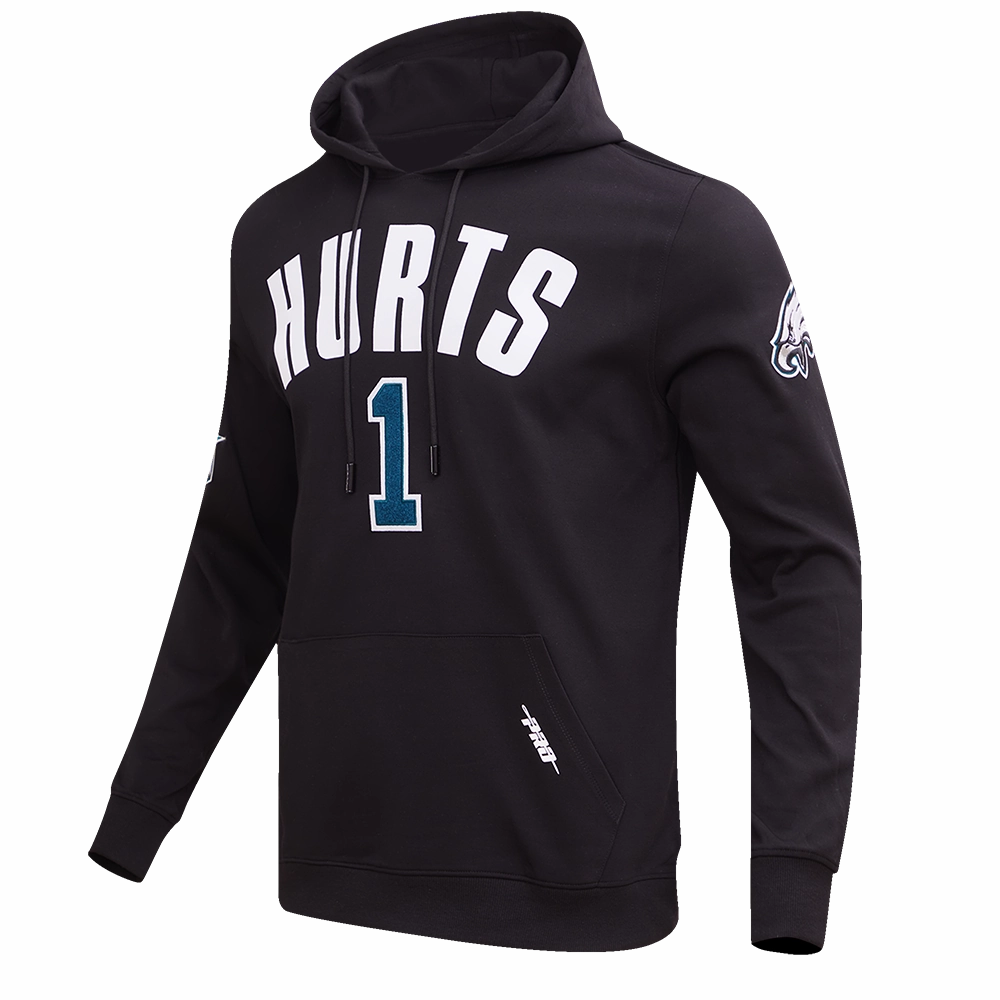 NFL PHILADELPHIA EAGLES JALEN HURTS #1 MEN'S PULLOVER HOODIE (BLACK)