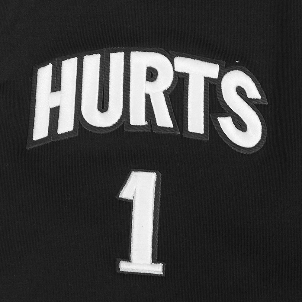 NFL PHILADELPHIA EAGLES JALEN HURTS #1 REMIX AVATAR MEN'S SINGLE JERSEY TEE (BLACK)