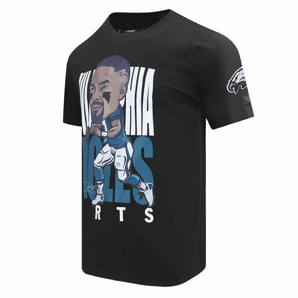 NFL PHILADELPHIA EAGLES JALEN HURTS #1 REMIX AVATAR MEN'S SINGLE JERSEY TEE (BLACK)