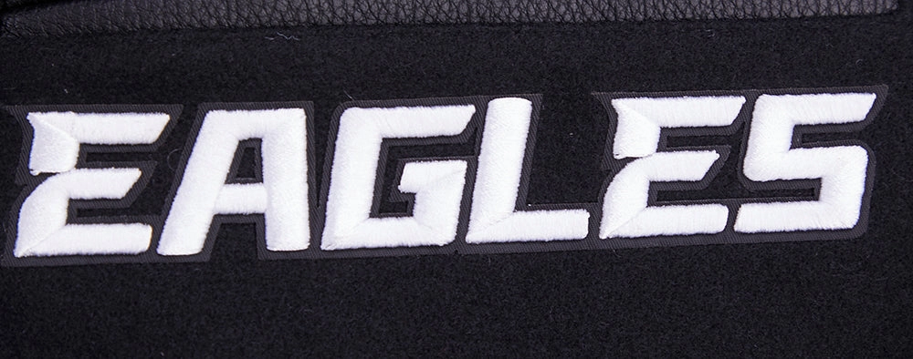 NFL PHILADELPHIA EAGLES MASHUP MEN'S RIB WOOL VARSITY JACKET (BLACK)