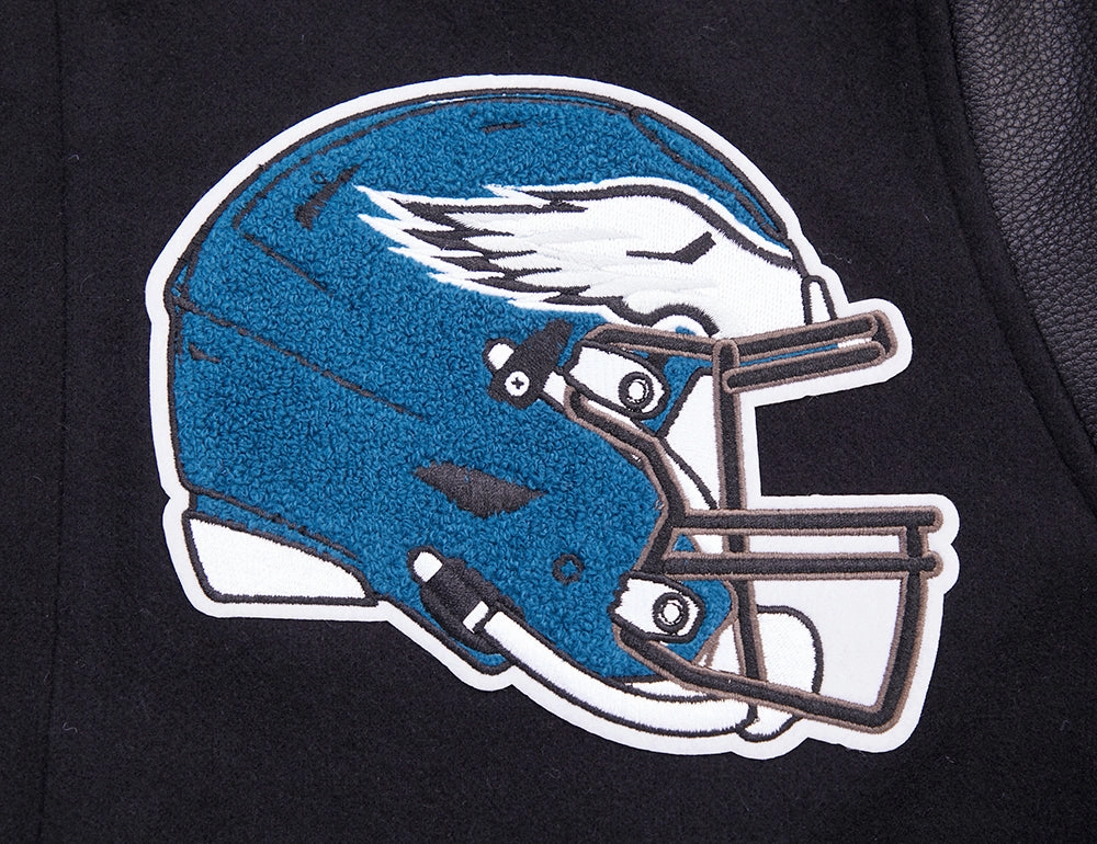 NFL PHILADELPHIA EAGLES MASHUP MEN'S RIB WOOL VARSITY JACKET (BLACK)