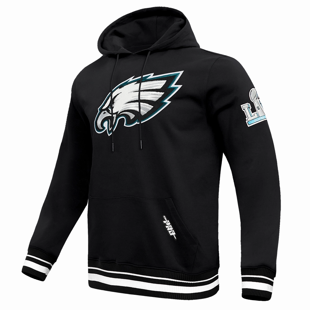 NFL PHILADELPHIA EAGLES MASHUP RIB MEN'S PULLOVER HOODIE (BLACK)