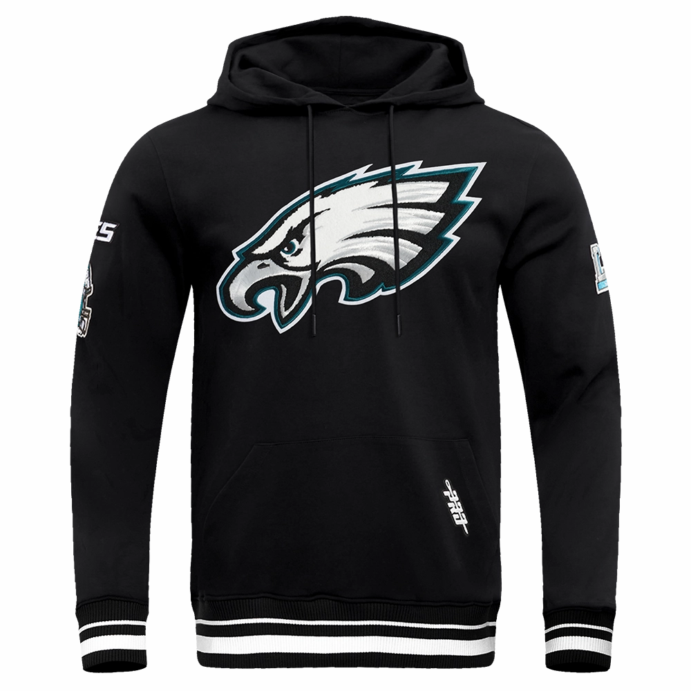 NFL PHILADELPHIA EAGLES MASHUP RIB MEN'S PULLOVER HOODIE (BLACK)