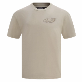 NFL PHILADELPHIA EAGLES NEUTRAL COTTON JERSEY DROP SHOULDER TEE (TAUPE)