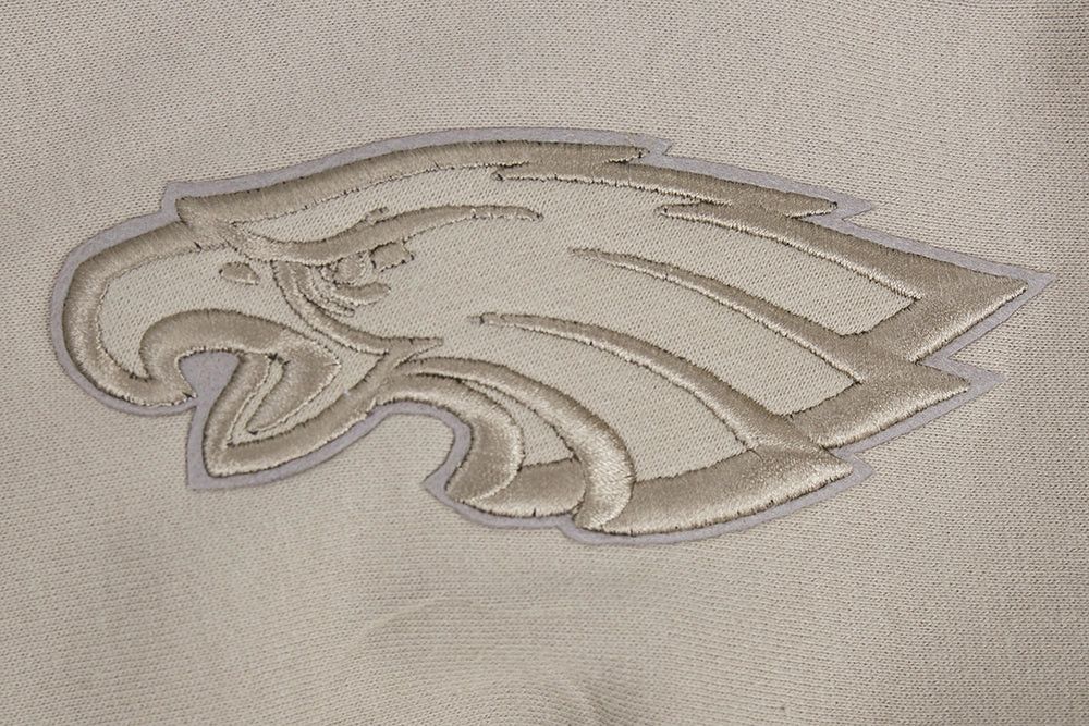 NFL PHILADELPHIA EAGLES NEUTRAL DROP SHOULDER FLEECE PULLOVER HOODIE (TAUPE)