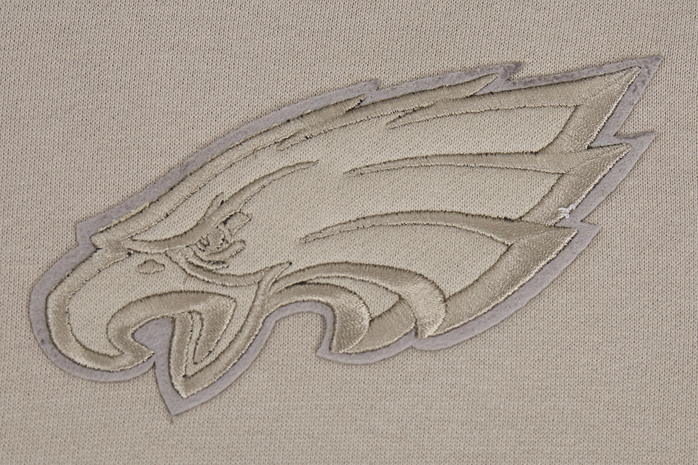 NFL PHILADELPHIA EAGLES NEUTRAL DROP SHOULDER FLEECE PULLOVER HOODIE (TAUPE)