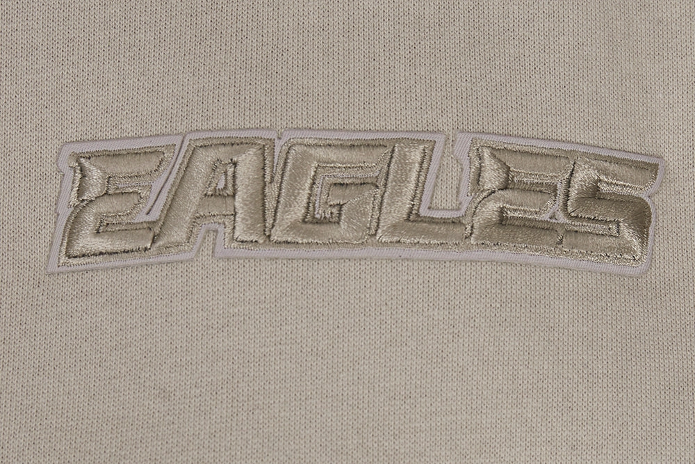 NFL PHILADELPHIA EAGLES NEUTRAL DROP SHOULDER FLEECE PULLOVER HOODIE (TAUPE)