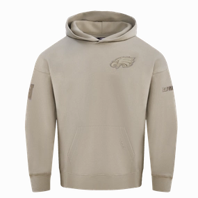 NFL PHILADELPHIA EAGLES NEUTRAL DROP SHOULDER FLEECE PULLOVER HOODIE (TAUPE)